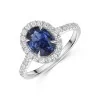 18ct White Gold Oval Cut 1.50ct Sapphire Ring with Diamond Halo and Shoulders