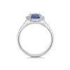 18ct White Gold Oval Cut 1.50ct Sapphire Ring with Diamond Halo and Shoulders
