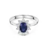 18ct White Gold Oval Cut 1.00ct Sapphire Traditional Style Halo Ring