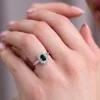 18ct White Gold Octagonal Cut 0.70ct Sapphire Solitaire Ring with Cluster Halo