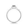 18ct White Gold Pear Shape 0.50ct Sapphire Ring with Diamond Shoulders and Halo