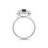 18ct White Gold Octagonal 1.20ct Sapphire Ring with Baguette and Round Brilliant Diamond Cluster