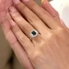 18ct White Gold Octagonal 1.20ct Sapphire Ring with Baguette and Round Brilliant Diamond Cluster