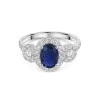 18ct White Gold Oval Cut 1.40ct Sapphire & Diamond Halo Cluster Ring
