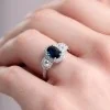 18ct White Gold Oval Cut 1.40ct Sapphire & Diamond Halo Cluster Ring