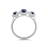 18ct White Gold Oval Cut 0.90ct Sapphire with Diamond Halo 3 Stone Ring