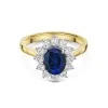 18ct Yellow Gold Oval Cut 1.65ct Sapphire & Diamond Halo Ring