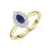 18ct Yellow Gold Marquise Cut 0.33ct Sapphire & Diamond Traditional Halo Cluster Ring