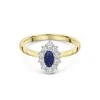 18ct Yellow Gold Marquise Cut 0.33ct Sapphire & Diamond Traditional Halo Cluster Ring