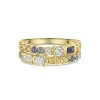 18ct Yellow Gold Blue & Yellow Sapphire & Lab Grown Diamond Double Row Fancy Band