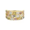 18ct Yellow Gold 0.75ct Blue, Yellow, Pink Sapphire & Lab Grown Diamond Triple Row Fancy Band