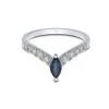9ct White Gold Marquise Cut 0.31ct Diamond and Sapphire Ring