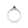 9ct White Gold Marquise Cut 0.31ct Diamond and Sapphire Ring