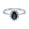 9ct White Gold 0.50ct Oval Sapphire and 0.05ct Diamond Cluster Ring