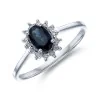 9ct White Gold 0.50ct Oval Sapphire and 0.05ct Diamond Cluster Ring