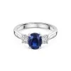 18ct White Gold Oval 1.20ct Sapphire and Diamond Three Stone Ring