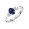 18ct White Gold Oval 1.00ct Sapphire and Diamond Three Stone Ring