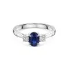 18ct White Gold Oval 1.00ct Sapphire and Diamond Three Stone Ring