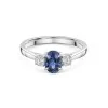18ct White Gold Oval 1.00ct Sapphire and Diamond Three Stone Ring