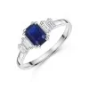18ct White Gold Octagonal Cut 1.20ct Sapphire & Diamond Five Stone Ring