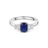 18ct White Gold Octagonal Cut 1.20ct Sapphire & Diamond Five Stone Ring