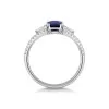 18ct White Gold Octagonal Cut 1.20ct Sapphire and Diamond Three Stone Ring
