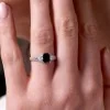 18ct White Gold Octagonal Cut 1.20ct Sapphire and Diamond Three Stone Ring