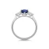 18ct White Gold Pear Cut 0.90ct Sapphire & Diamond Three Stone Ring