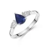 18ct White Gold Pear Cut 0.90ct Sapphire & Diamond Three Stone Ring