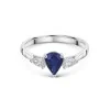 18ct White Gold Pear Cut 0.90ct Sapphire & Diamond Three Stone Ring