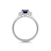18ct White Gold Octagonal Cut 1.20ct Sapphire & Diamond Three Stone Ring