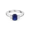 18ct White Gold Octagonal Cut 1.20ct Sapphire & Diamond Three Stone Ring
