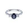 9ct White Gold 0.10ct Diamond and 0.75ct Sapphire Ring