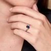 9ct White Gold 0.10ct Diamond and 0.75ct Sapphire Ring