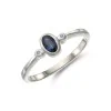 9ct Yellow Gold Diamond and 0.06ct Sapphire Bezel Set Ring