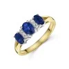 9ct Yellow Gold 2.00ct Oval Sapphire & Diamond 3 Stone Ring