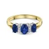 9ct Yellow Gold 2.00ct Oval Sapphire & Diamond 3 Stone Ring