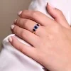 9ct Yellow Gold 2.00ct Oval Sapphire & Diamond 3 Stone Ring