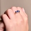 9ct Yellow Gold 2.00ct Oval Sapphire & Diamond 3 Stone Ring