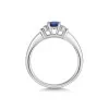18ct White Gold 0.47ct Emerald Cut Sapphire & 0.22ct Diamond Ring