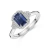 Platinum Emerald Cut 1.18ct Blue Sapphire with Diamond Halo Cluster Ring