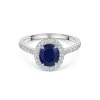 Platinum Oval Cut 1.98ct Blue Sapphire Ring with Diamond Halo & Shoulders