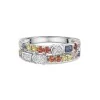 Platinum Multi-Coloured Sapphire & Lab Grown Diamond Double Row Fancy Band