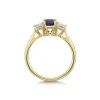 9ct Yellow Gold 0.75ct Sapphire & 0.10ct Diamond 3 Stone Ring