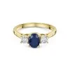 9ct Yellow Gold 0.75ct Sapphire & 0.10ct Diamond 3 Stone Ring