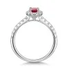 18ct White Gold Oval Cut 0.34ct Ruby and 0.49ct Diamond Halo Ring