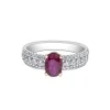18ct White Gold Oval Cut 0.80ct Ruby and Diamond Cluster Ring