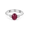 18ct White Gold Oval Cut Ruby and Diamond 2.00ct Three Stone Ring