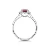 18ct White Gold Oval Cut 1.40ct Ruby Solitaire Ring with Diamond Set Halo and Shoulders