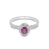 9ct White Gold Oval Cut Ruby and Diamond 0.53ct Halo Ring